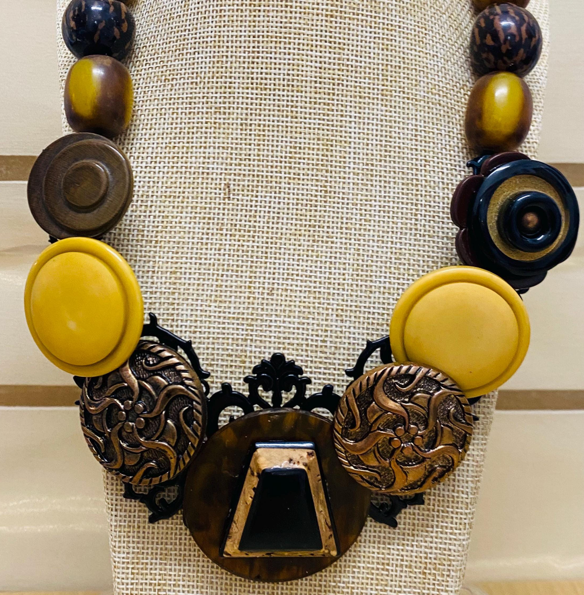 BUTTONED UP Vintage Button Statement Necklace