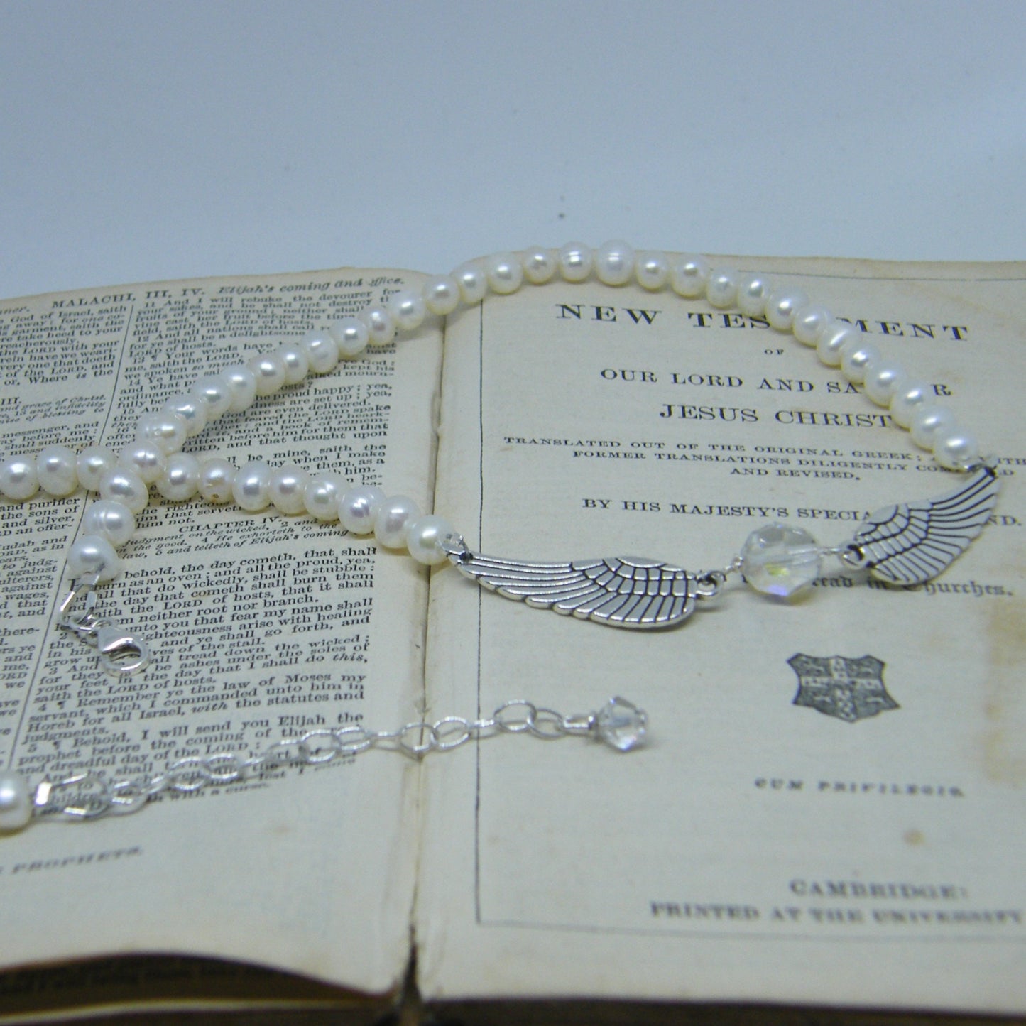ANGEL WING Freshwater Pearl Necklace with STERLING Silver