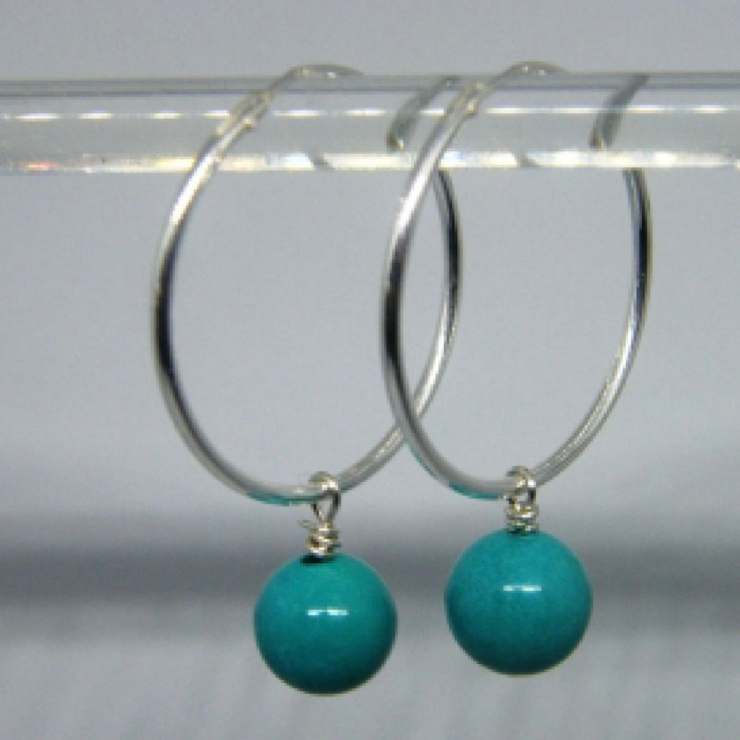 TURQUOISE and Sterling SILVER Hoop Earrings