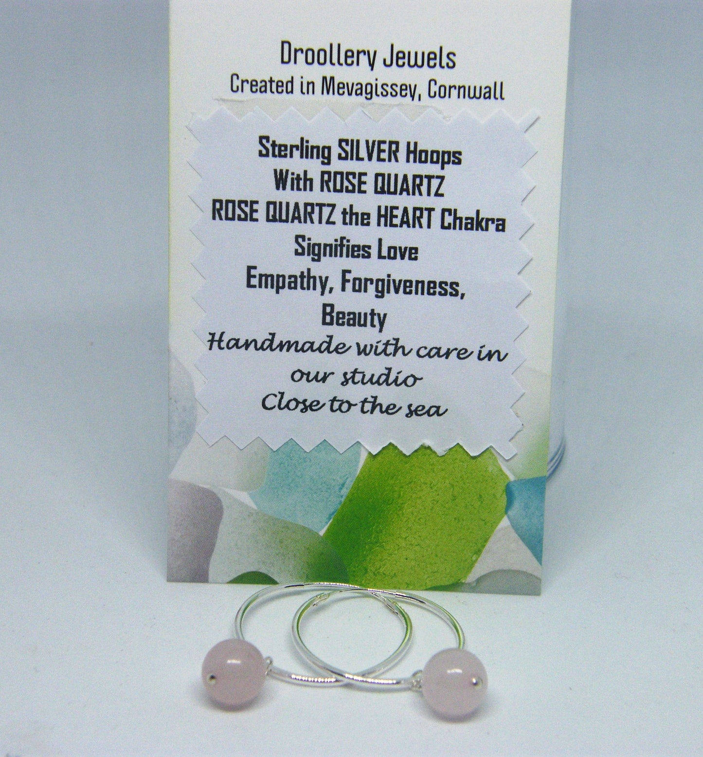 ROSE QUARTZ and Sterling SILVER Hoop Earrings