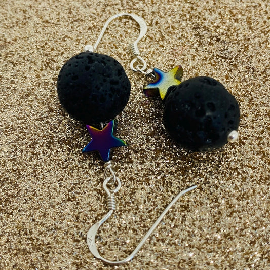 ROCK STAR Tektite & Hematite Earrings