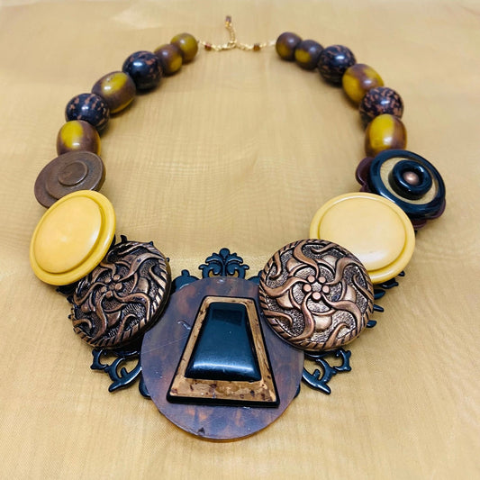 BUTTONED UP Vintage Button Statement Necklace