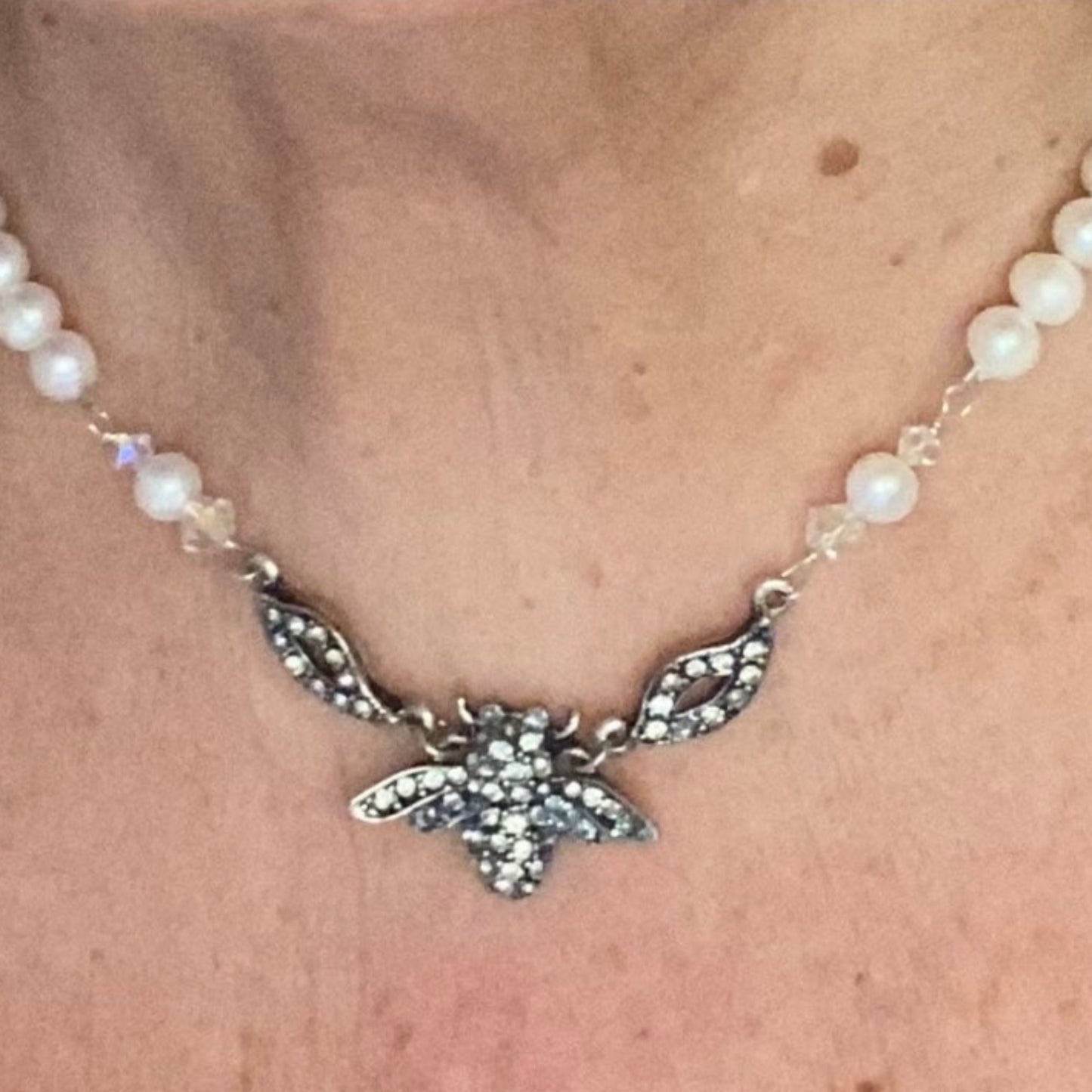 Queen Bee Necklace with Pearls