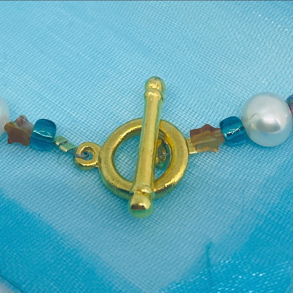Dolly Mixture Carnelian and Pearl Toggle Necklace