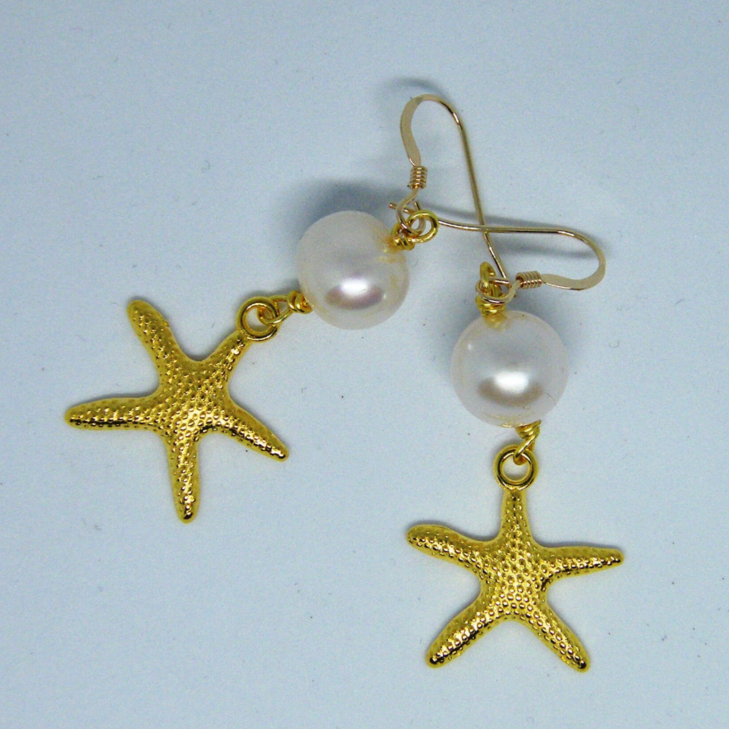 Gold Starfish Earrings with Pearls