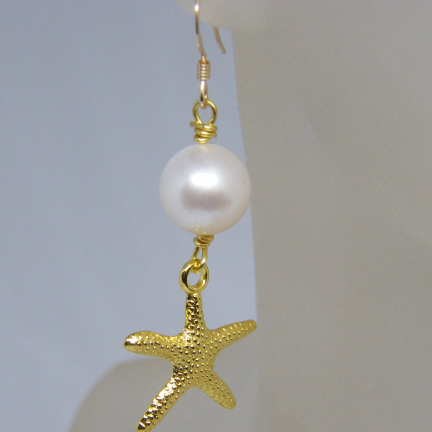 Gold Starfish Earrings with Pearls