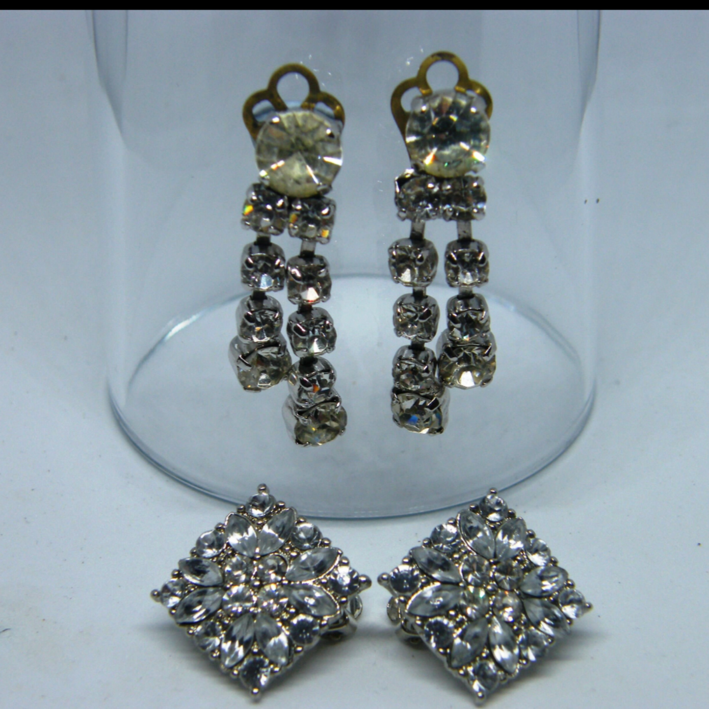 Duo of Vintage Diamanté Earrings