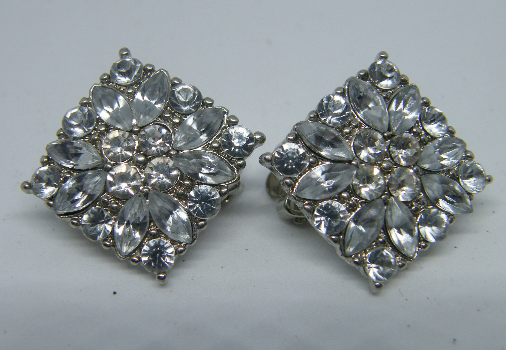 Duo of Vintage Diamanté Earrings