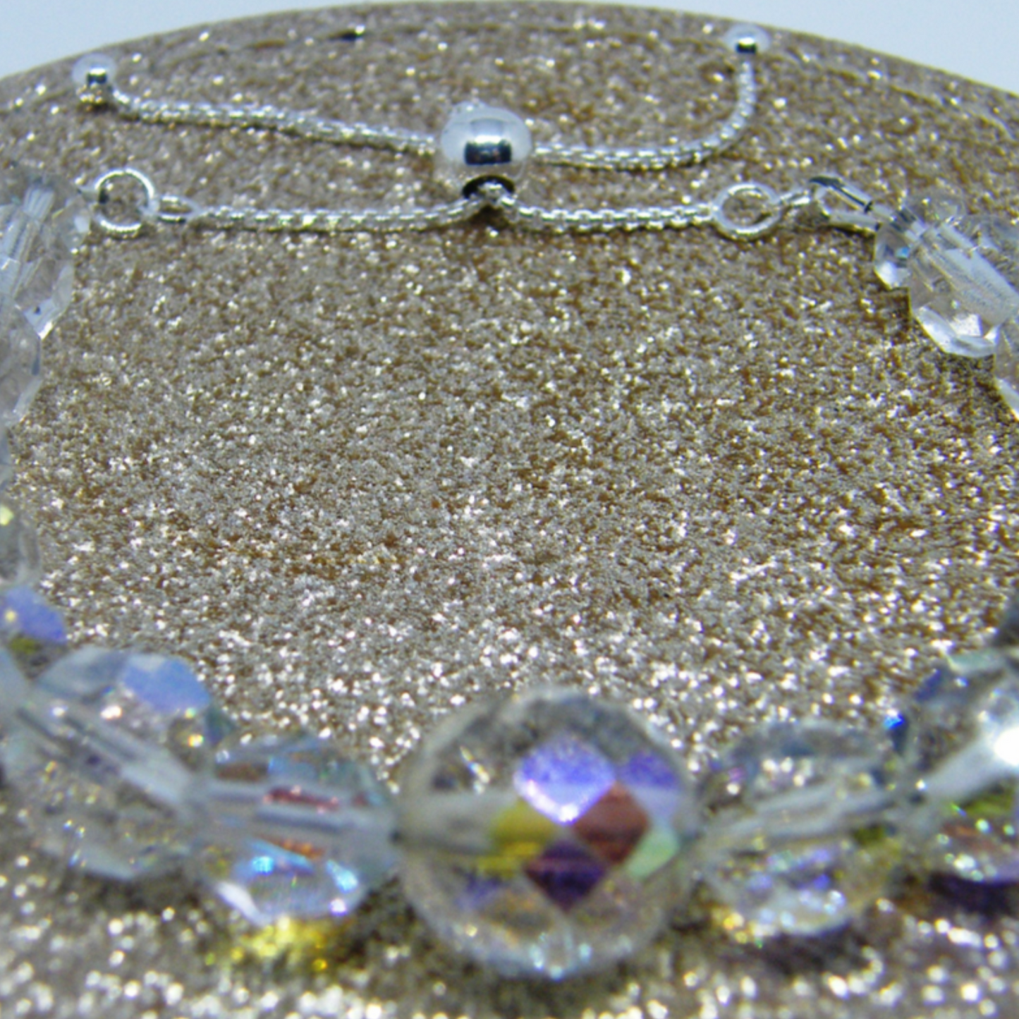 Vintage Crystal Sterling Silver Adjustable Bracelet