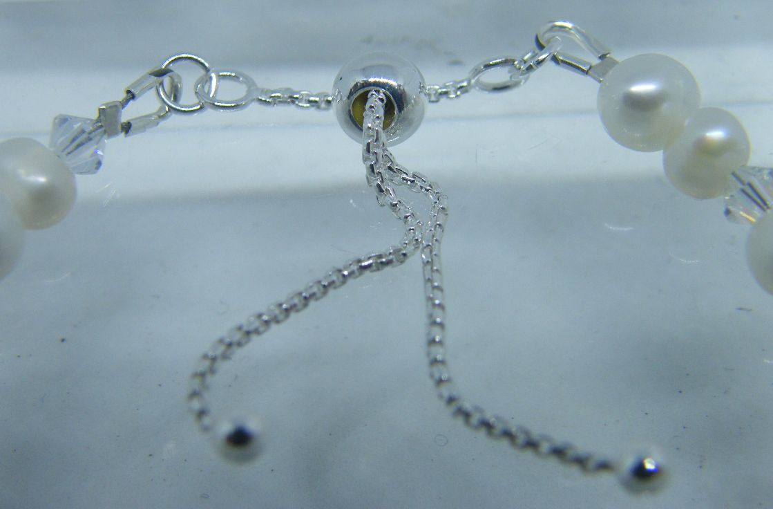 Freshwater Pearl & Crystal Adjustable Bracelet