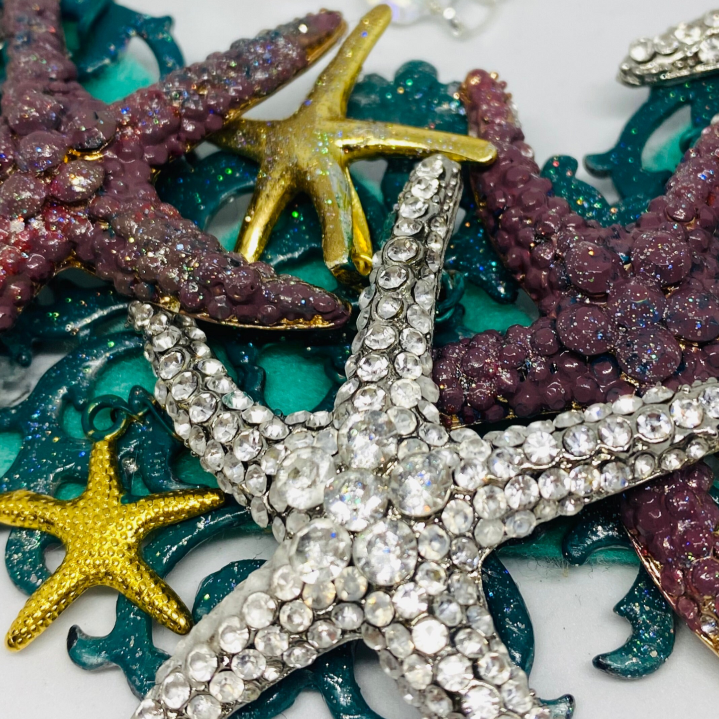 Starfish Statement Necklace With Vintage Crystal