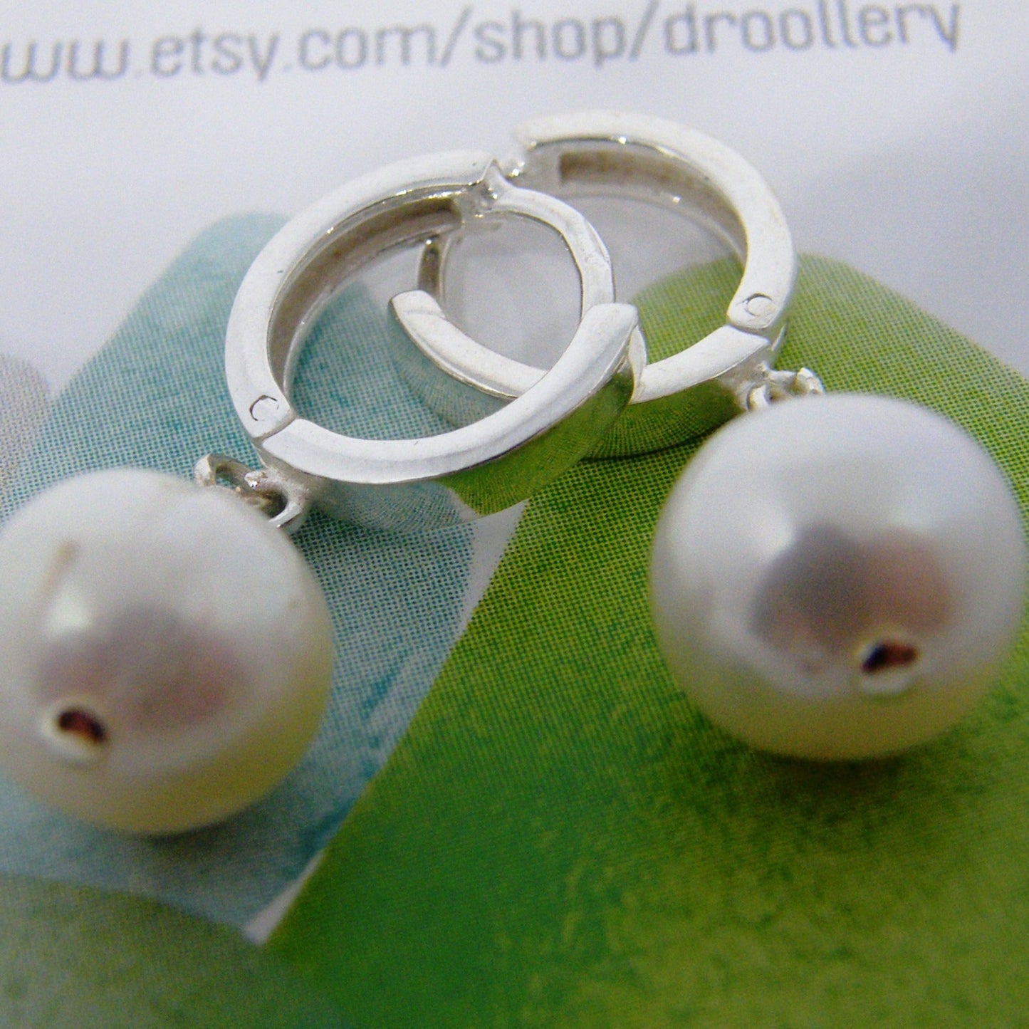 Pearl & Sterling Silver Huggies