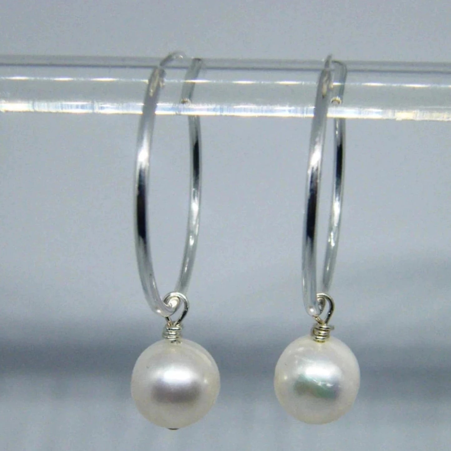 Freshwater PEARL and Sterling Silver Hoop Earrings